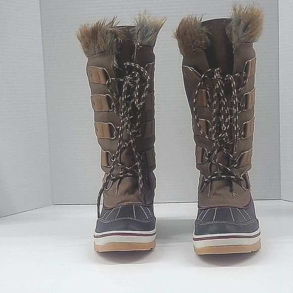 Lace Up Fur Boots Rain Snow Water Resistant Lined - Picture 2 of 8